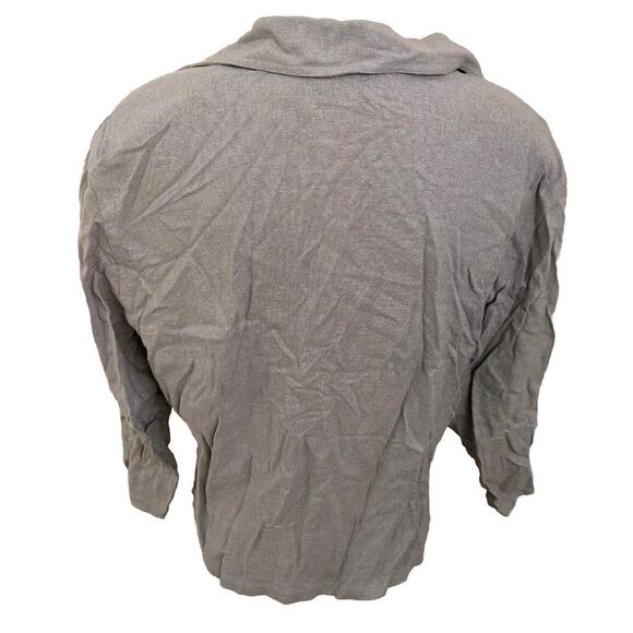 Paul Reid By Virginia Moreno Women's Blouse 100% Silk Gray Shoulder Pads Sz L - Picture 2 of 5